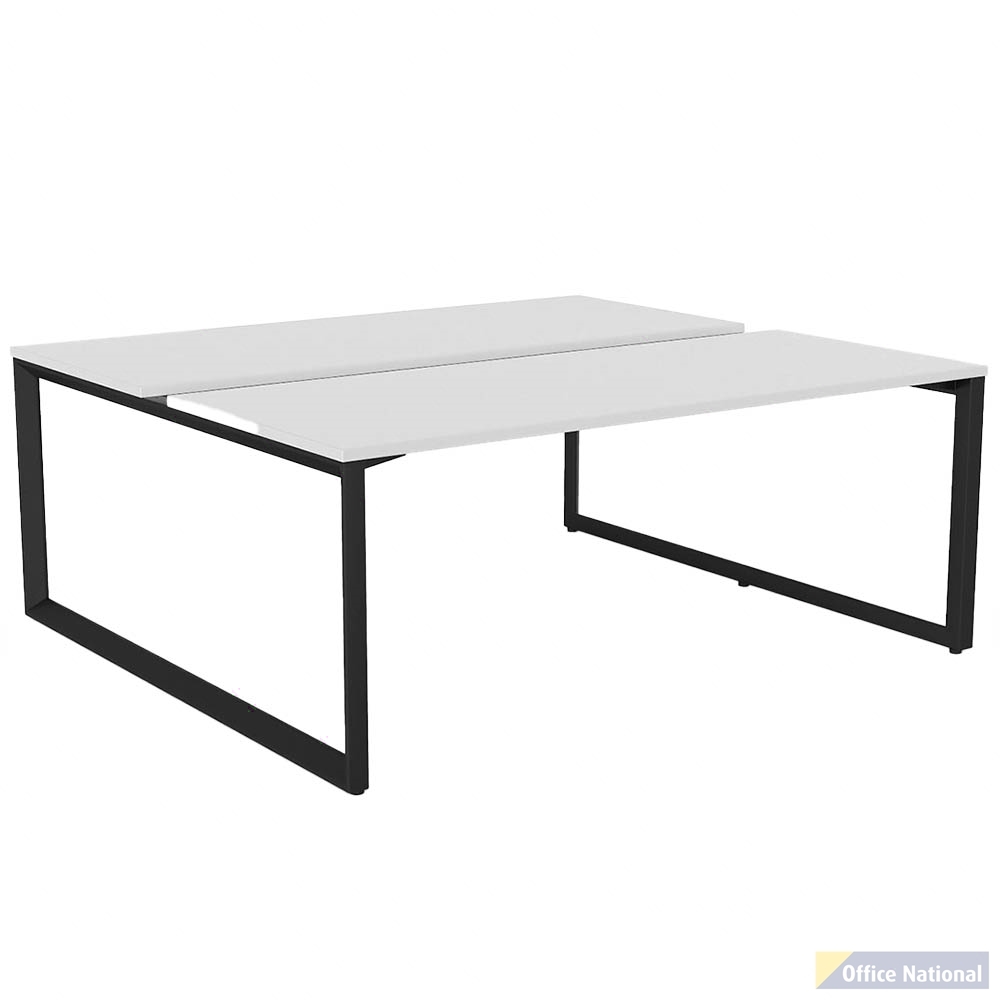 OLG ANVIL 2-PERSON DSD WORKSTATION BLACK FRAME 1800 X 750MM WHITE