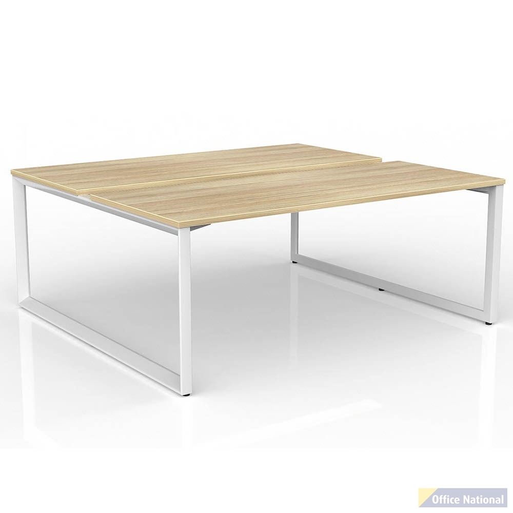 OLG ANVIL 2-PERSON DSD WORKSTATION WHITE FRAME 1800 X 750MM NEW OAK RAVINE