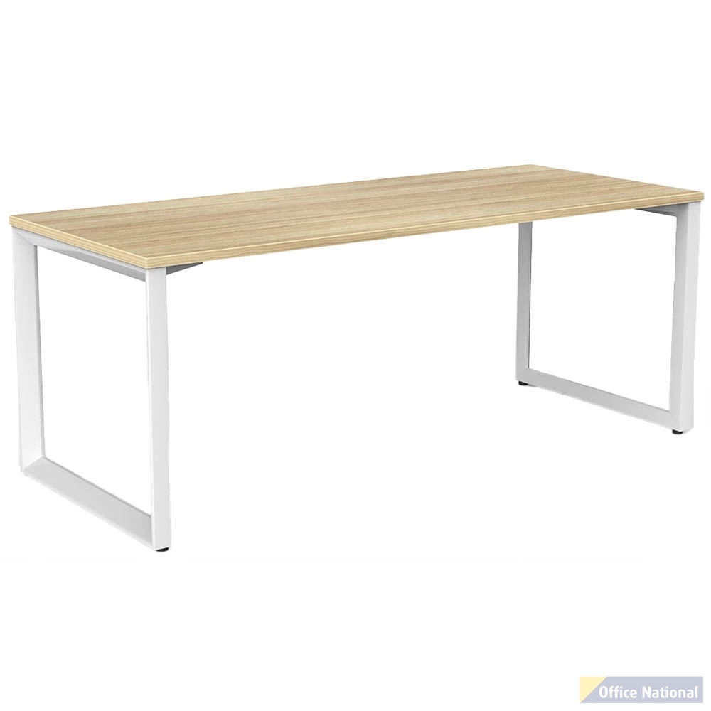 OLG ANVIL STRAIGHT WORKSTATION WHITE FRAME 1800 X 750MM NEW OAK RAVINE