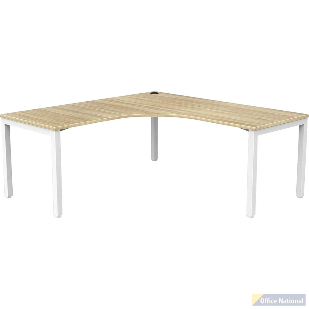 OLG AXIS SINGLE SIDED 90 DEGREE WORKSTATION RIGHT HAND RETURN 1800 X 1800 X 750MM WHITE FRAME NEW OAK TOP