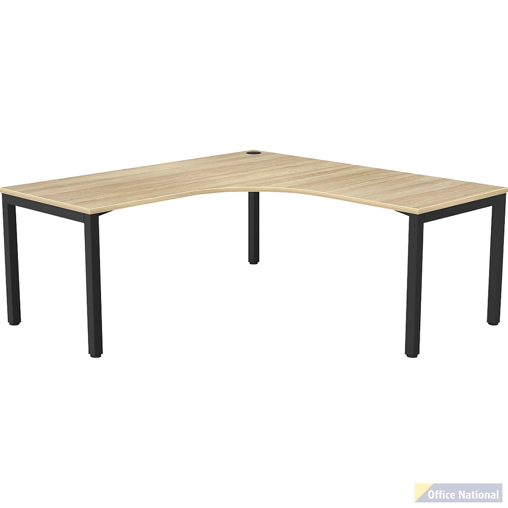 OLG AXIS SINGLE SIDED 90 DEGREE WORKSTATION RIGHT HAND RETURN 1800 X 1800 X 750MM BLACK FRAME NEW OAK TOP