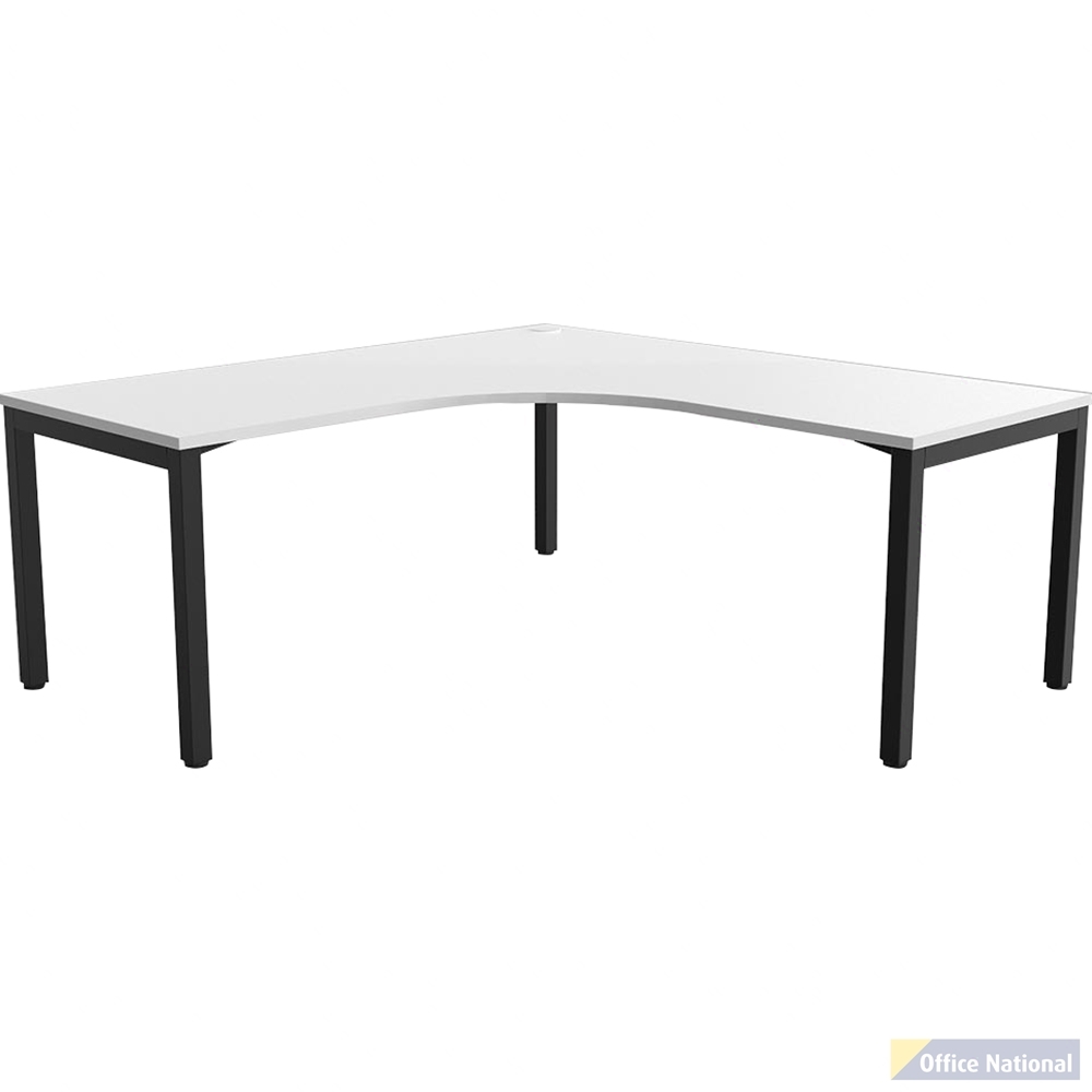 OLG AXIS SINGLE SIDED 90 DEGREE WORKSTATION LEFT HAND RETURN 1800 X 1800 X 750MM BLACK FRAME WHITE TOP
