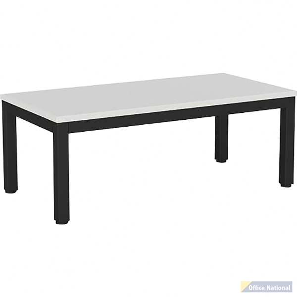 OLG AXIS COFFEE TABLE 1200 X 600MM BLACK FRAME WHITE TOP