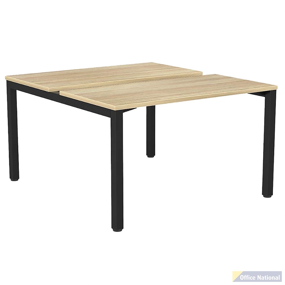 OLG AXIS 2-PERSON DSD WORKSTATION BLACK FRAME 1200 X 600MM NEW OAK RAVINE