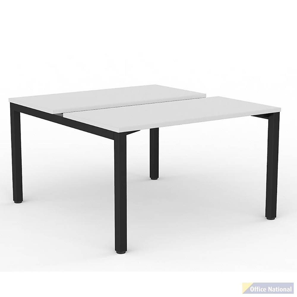 OLG AXIS 2-PERSON DSD WORKSTATION BLACK FRAME 1200 X 600MM WHITE
