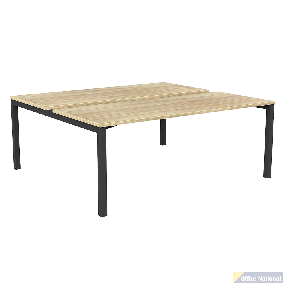 OLG AXIS 2-PERSON DSD WORKSTATION BLACK FRAME 1800 X 750MM NEW OAK RAVINE