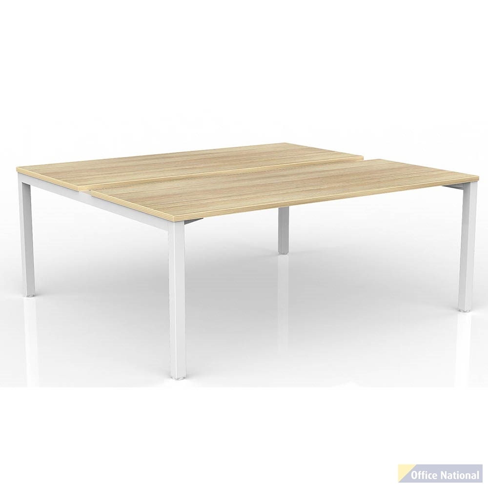 OLG AXIS 2-PERSON DSD WORKSTATION WHITE FRAME 1800 X 750MM NEW OAK RAVINE