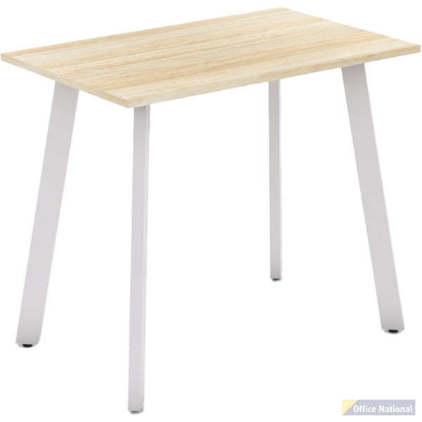OLG FLARE BAR LEANER 4 LEG WHITE FRAME 1200MM X 750MM NEW OAK RAVINE