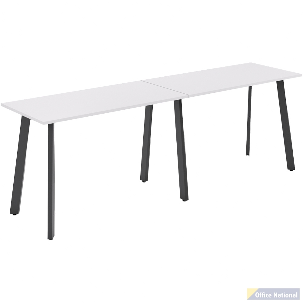 OLG FLARE BAR LEANER 6 LEG BLACK FRAME 3000MM X 750MM WHITE 2-PIECE TOP