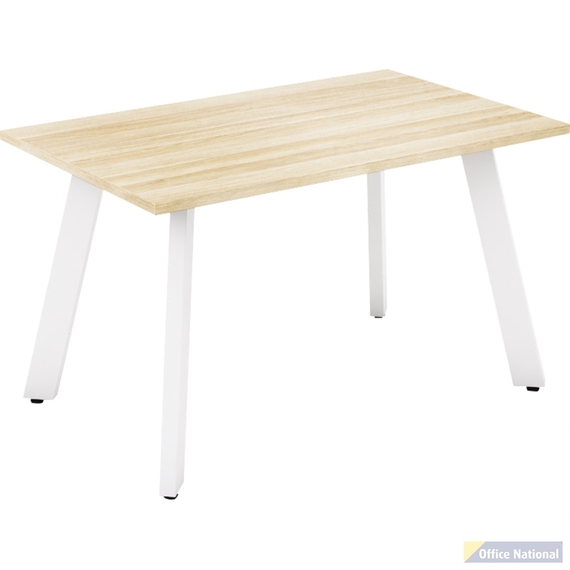 OLG FLARE TABLE 4 LEG WHITE FRAME 1200 X 750MM NEW OAK RAVINE
