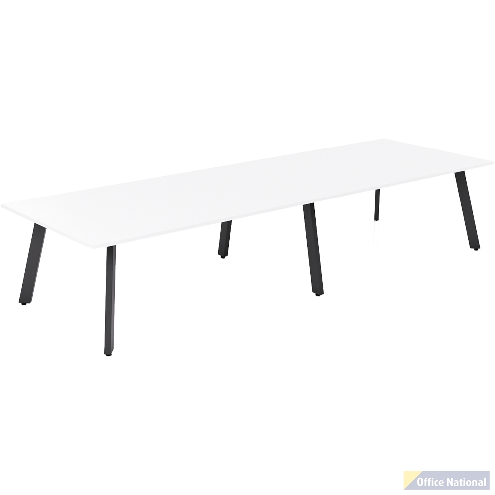 OLG FLARE TABLE 6 LEG BLACK FRAME 3600MM X 1200MM WHITE 2-PIECE TOP