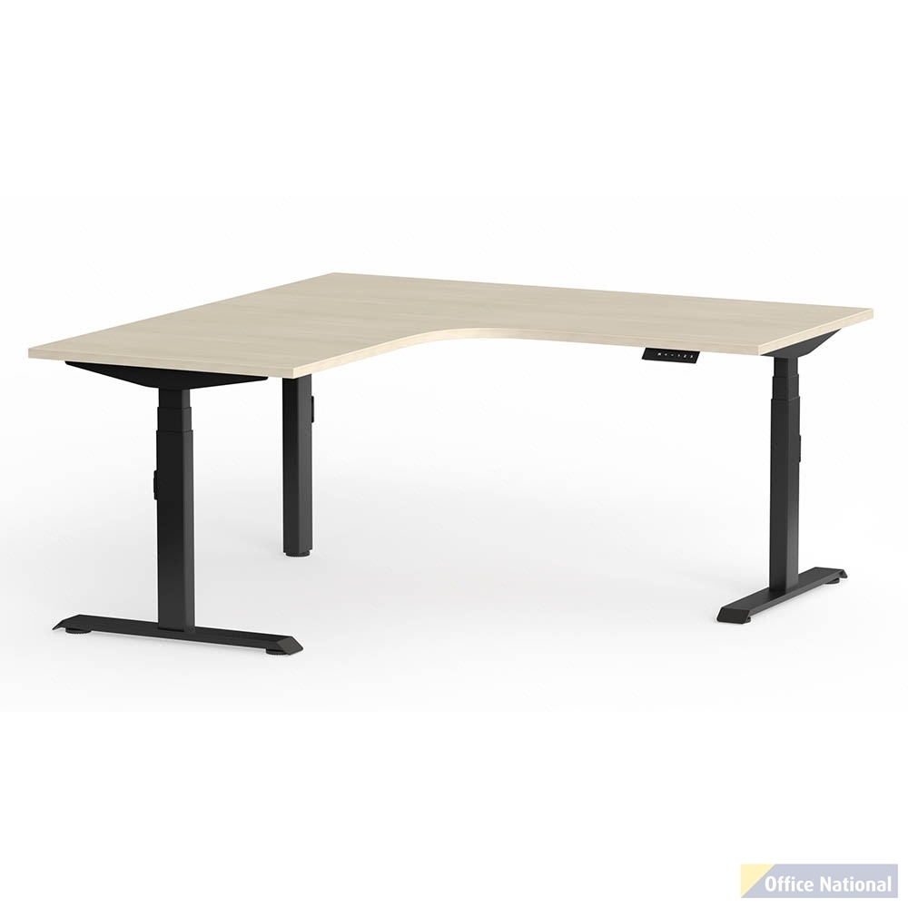 OLG KLASS 3C/2M ELECTRIC 90DEG WORKSTATION BLACK FRAME 1800 X 1800 X 750MM NORDIC MAPLE WITH LH RETURN