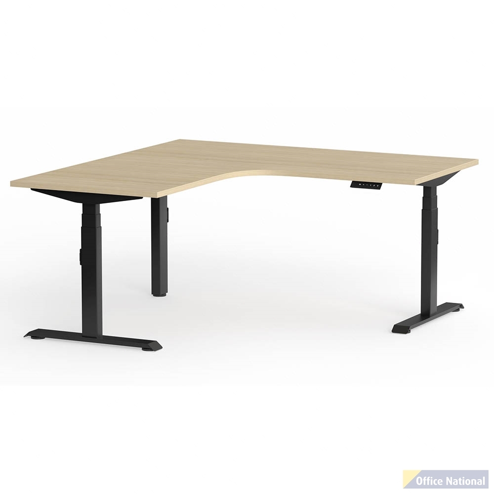 OLG KLASS 3C/2M ELECTRIC 90DEG WORKSTATION BLACK FRAME 1800 X 1800 X 750MM NEW OAK RAVINE WITH LH RETURN