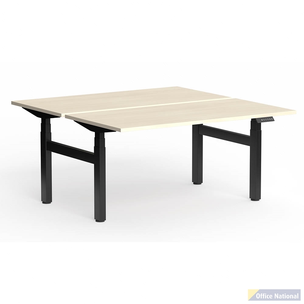 OLG KLASS 3C/2M ELECTRIC 2-PERSON DSD WORKSTATION BLACK FRAME 1600 X 750MM NORDIC MAPLE