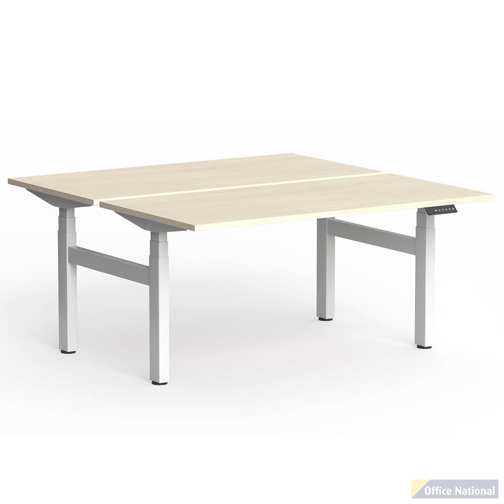 OLG KLASS 3C/2M ELECTRIC 2-PERSON DSD WORKSTATION WHITE FRAME 1600 X 750MM NORDIC MAPLE