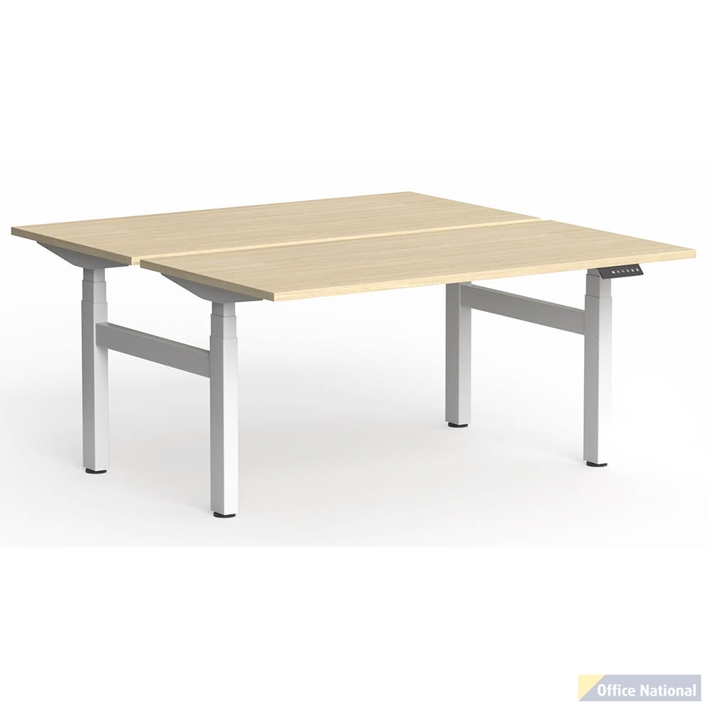 OLG KLASS 3C/2M ELECTRIC 2-PERSON DSD WORKSTATION WHITE FRAME 1600 X 750MM NEW OAK RAVINE