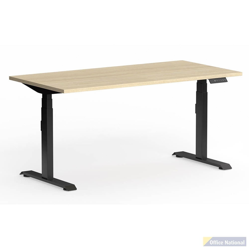 OLG KLASS 3C/2M ELECTRIC STRAIGHT WORKSTATION BLACK FRAME 1600 X 750MM NEW OAK RAVINE