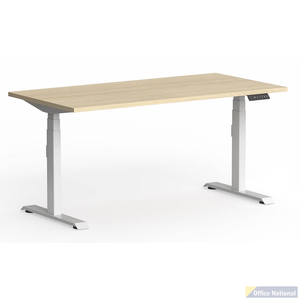 OLG KLASS 3C/2M ELECTRIC STRAIGHT WORKSTATION WHITE FRAME 1600 X 750MM NEW OAK RAVINE