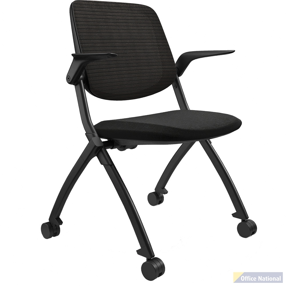 OLG LOGIC TRAINING CHAIR WITH CASTORS AND ARMS BLACK