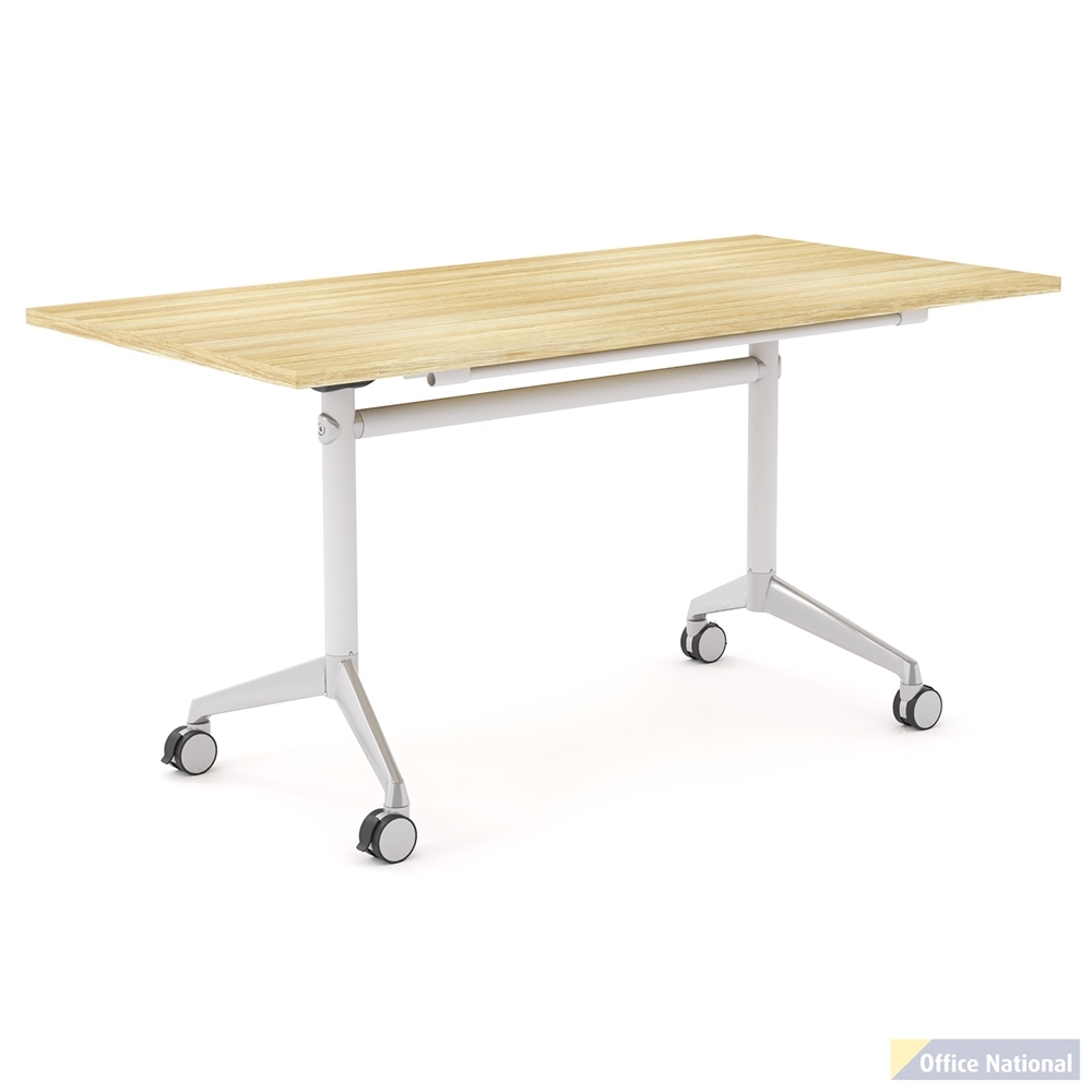 OLG MODULUS FLIP TABLE 1200 X 750MM WHITE FRAME NEW OAK TOP