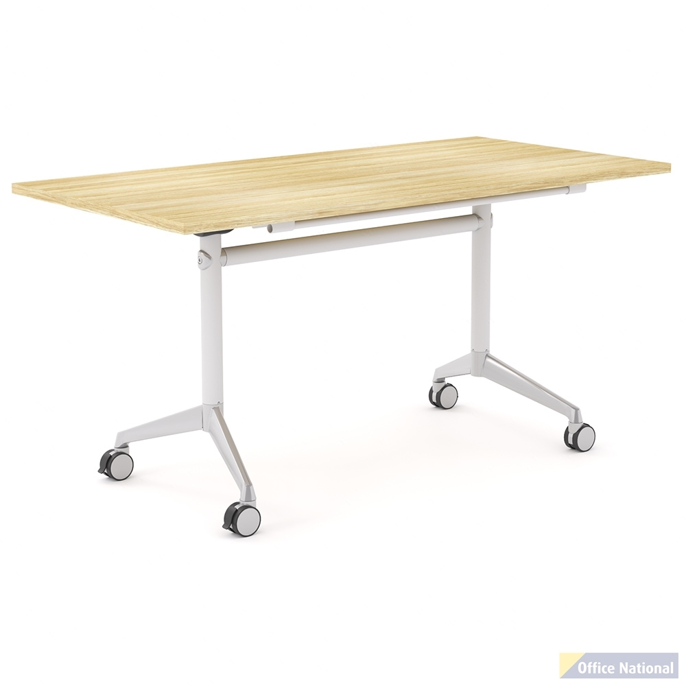 OLG MODULUS FLIP TABLE 1500 X 750MM WHITE FRAME NEW OAK TOP