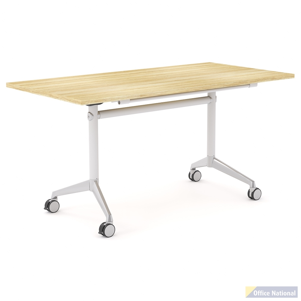 OLG MODULUS FLIP TABLE 1800 X 750MM WHITE FRAME NEW OAK TOP