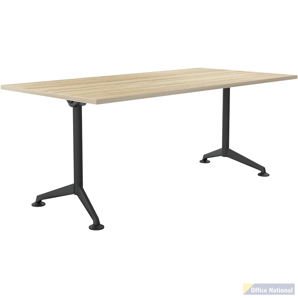 OLG MODULUS MEETING TABLE ALL BLACK FRAME 1800 X 900MM NEW OAK TOP