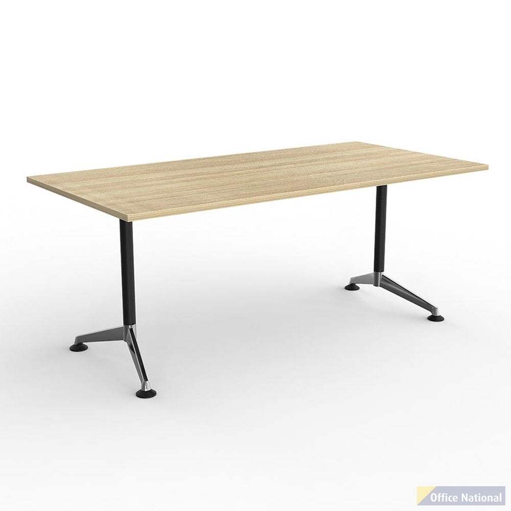 OLG MODULUS MEETING TABLE SINGLE POST COLLAR LEG 1800 X 900MM NEW OAK TOP