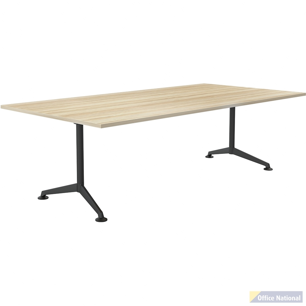OLG MODULUS MEETING TABLE ALL BLACK FRAME 2100 X 900MM NEW OAK TOP