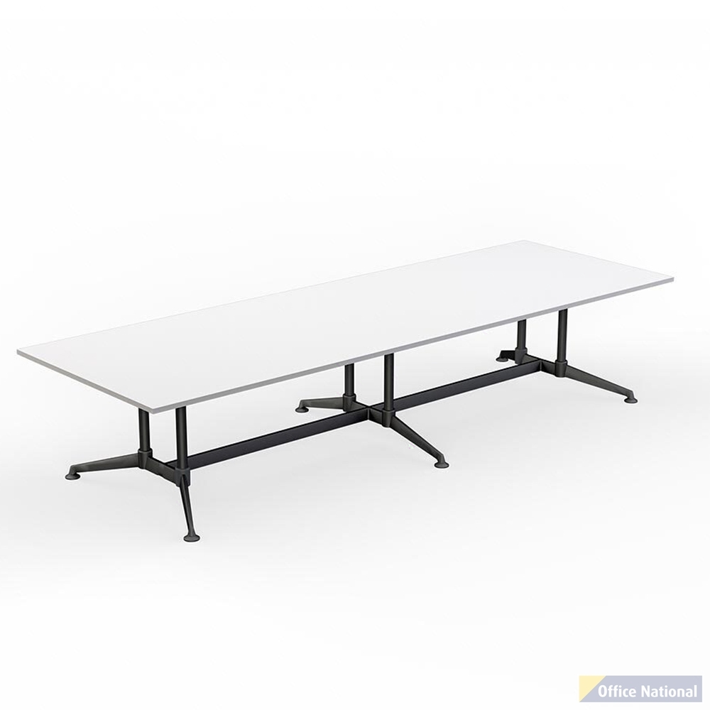 OLG MODULUS MEETING TABLE ALL BLACK FRAME 3600 X 1200MM 2 PIECE TOPS WHITE