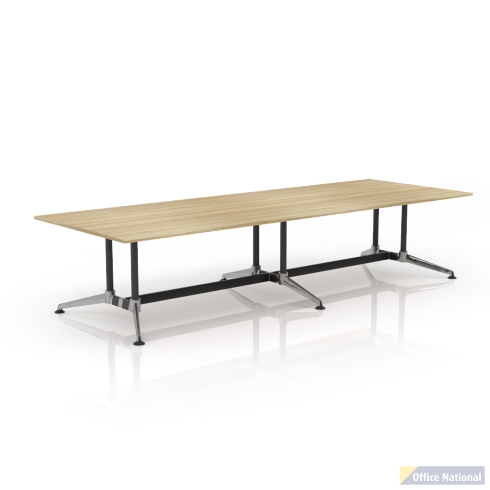 OLG MODULUS MEETING TABLE TWIN POST COLLAR LEG 3600 X 1200MM 2 PIECE TOPS NEW OAK