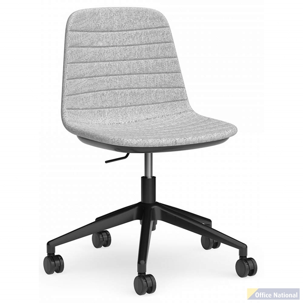 SOFIA CHAIR WITH BLACK GAS LIFT CASTOR BASE GREY MIST FABRIC UPHOLSTERY