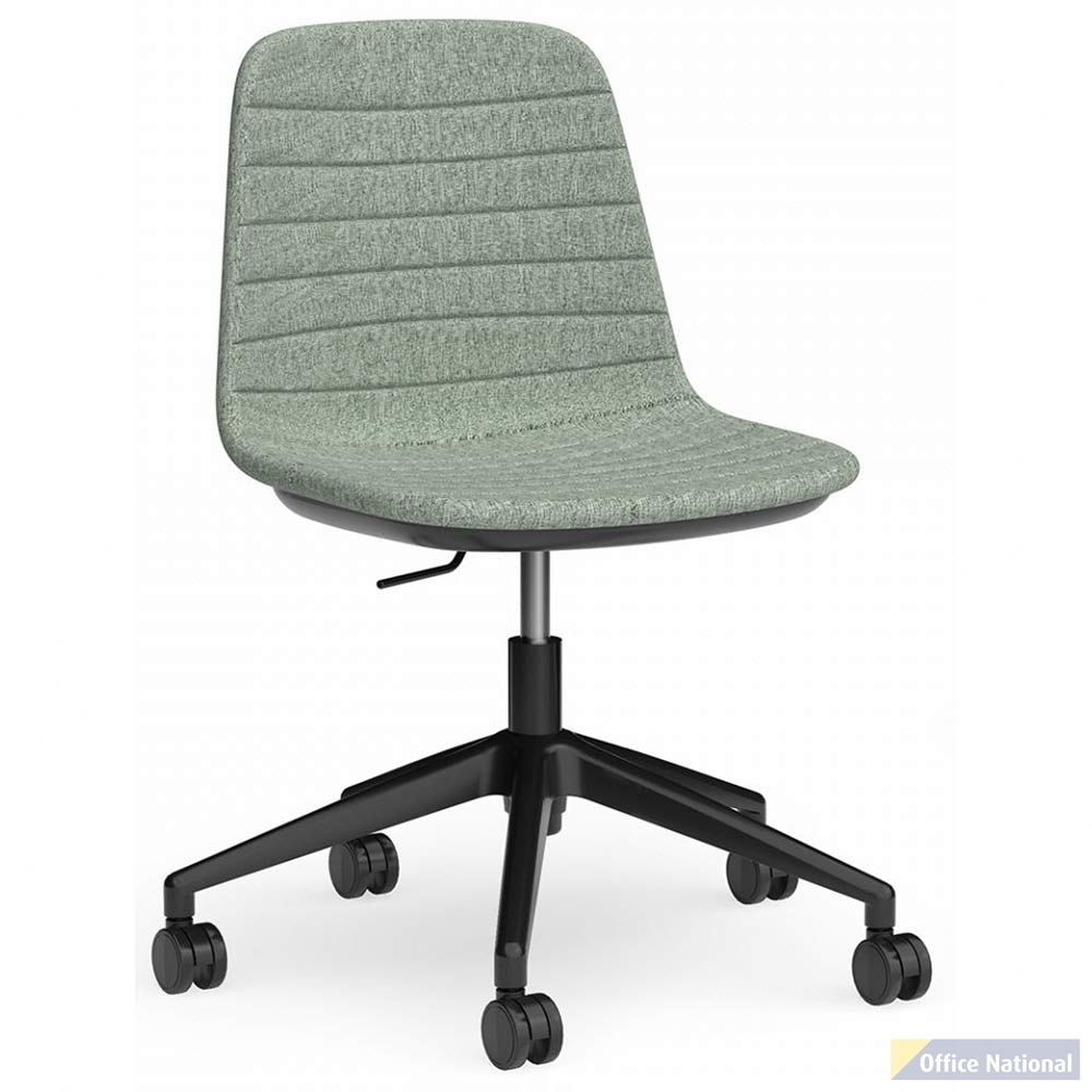 SOFIA CHAIR WITH BLACK GAS LIFT CASTOR BASE LEAF FABRIC UPHOLSTERY
