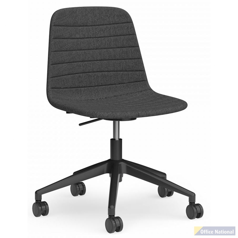 SOFIA CHAIR WITH BLACK GAS LIFT CASTOR BASE FABRIC UPHOLSTERY