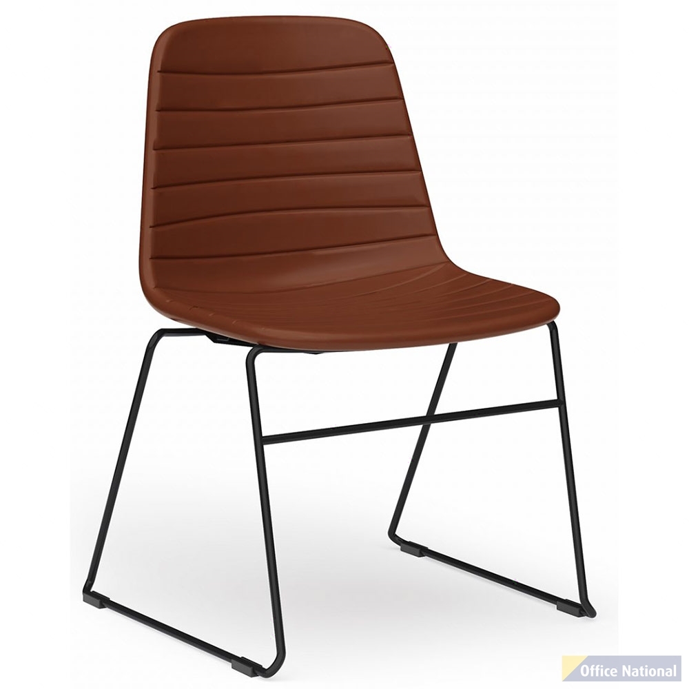 SOFIA CHAIR WITH BLACK SLED POWDERCOATED BASE RUSSET TAN PU UPHOLSTERY