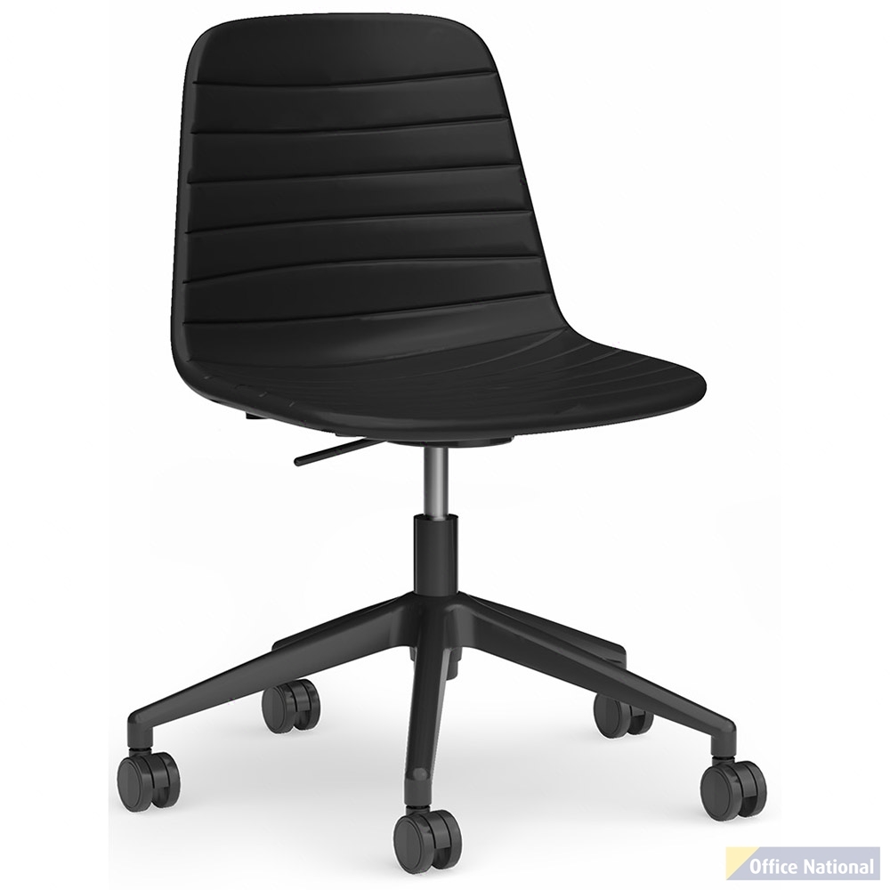 SOFIA CHAIR WITH BLACK GAS LIFT WITH TILT CASTOR BASE BLACK PU UPHOLSTERY