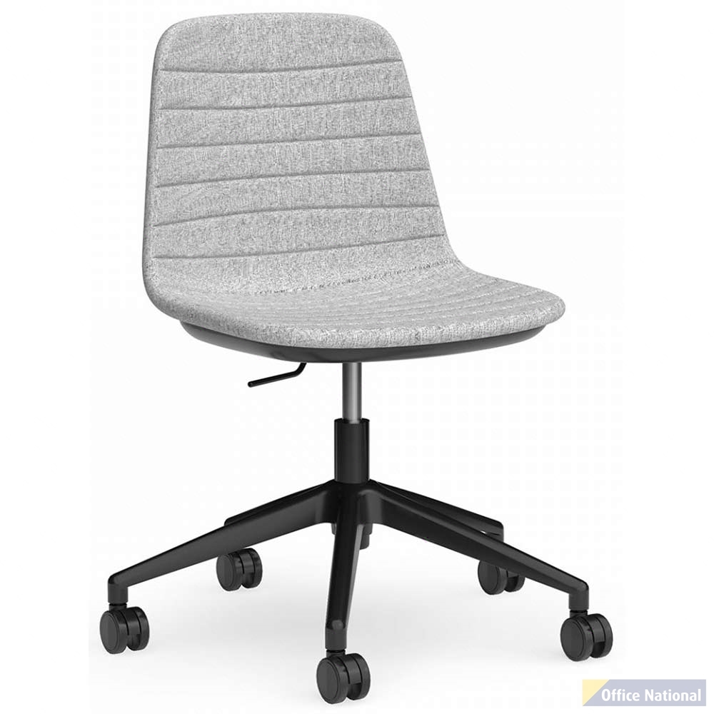 SOFIA CHAIR WITH BLACK GAS LIFT WITH TILT CASTOR BASE GREY MIST FABRIC UPHOLSTERY