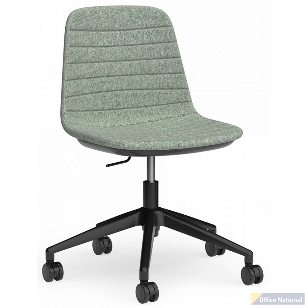 SOFIA CHAIR WITH BLACK GAS LIFT WITH TILT CASTOR BASE LEAF FABRIC UPHOLSTERY