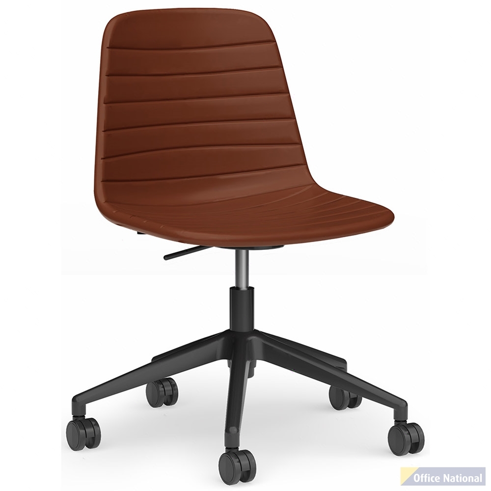SOFIA CHAIR WITH BLACK GAS LIFT WITH TILT CASTOR BASE RUSSET TAN PU UPHOLSTERY
