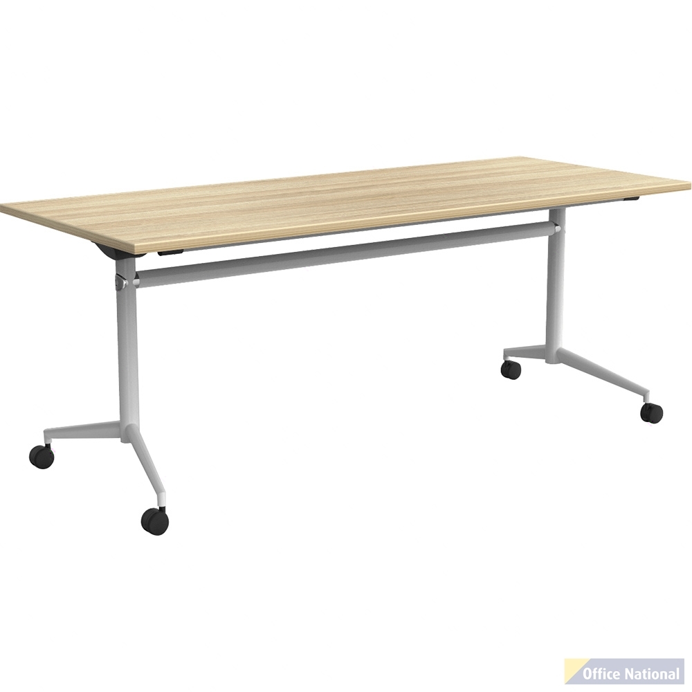 OLG UNI FLIP TABLE WHITE FRAME 1600 X 750MM NEW OAK RAVINE