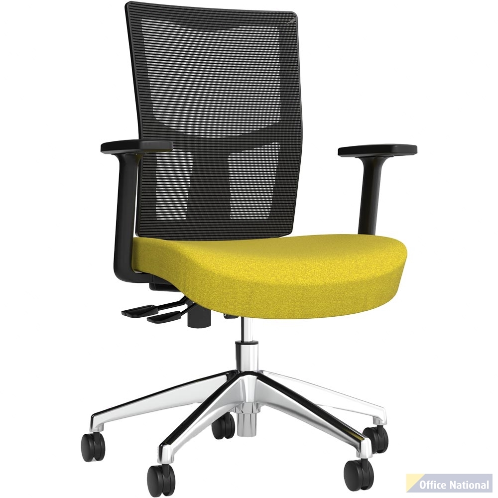 OLG URBAN TASK CHAIR ALLOY BASE WITH ARMS MESH BACK AND MOTION FELT FABRIC SEAT BUMBLEBEE YELLOW