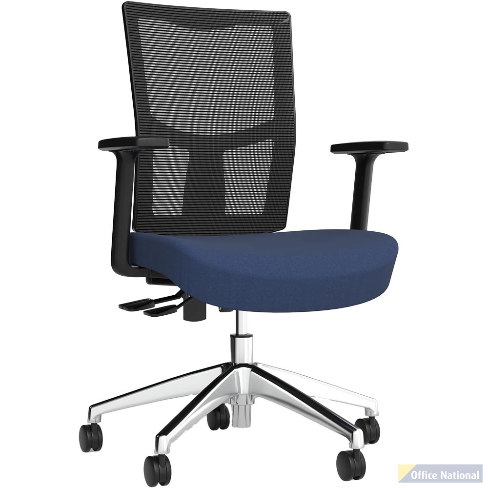 OLG URBAN TASK CHAIR ALLOY BASE WITH ARMS MESH BACK AND MOTION FELT FABRIC SEAT DEEP BLUE