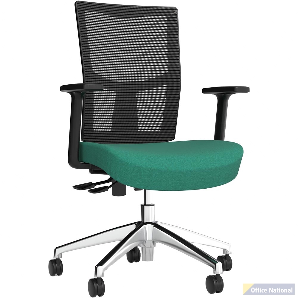 OLG URBAN TASK CHAIR ALLOY BASE WITH ARMS MESH BACK AND MOTION FELT FABRIC SEAT EMERALD GREEN