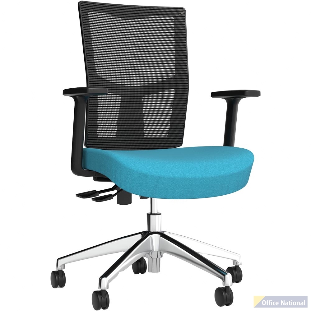 OLG URBAN TASK CHAIR ALLOY BASE WITH ARMS MESH BACK AND MOTION FELT FABRIC SEAT ICE BLUE