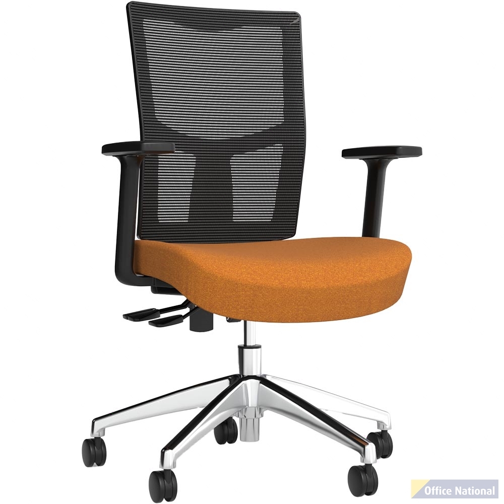 OLG URBAN TASK CHAIR ALLOY BASE WITH ARMS MESH BACK AND MOTION FELT FABRIC SEAT SUNSET ORANGE