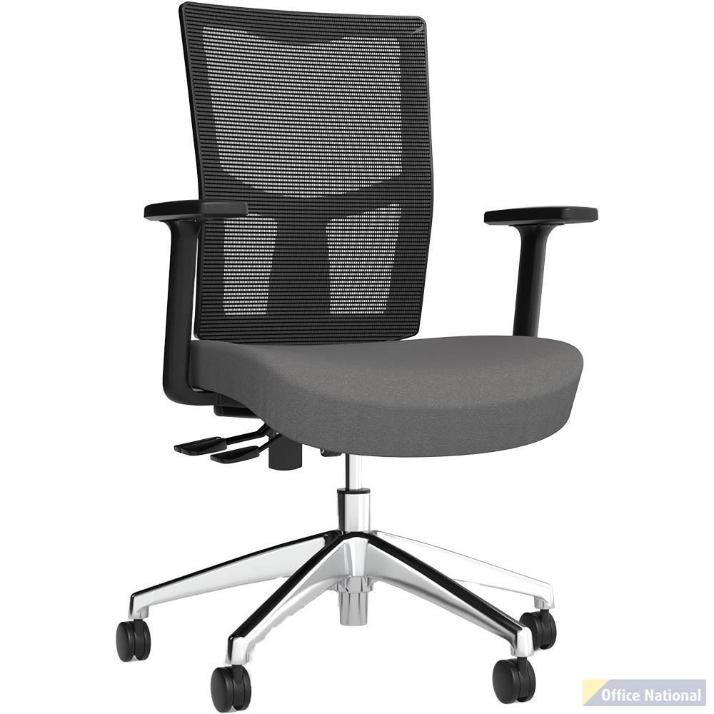 OLG URBAN TASK CHAIR ALLOY BASE WITH ARMS MESH BACK AND MOTION FELT FABRIC SEAT STONE GREY