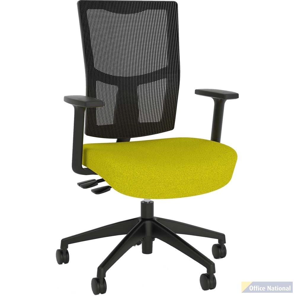 OLG URBAN TASK CHAIR NYLON BASE WITH ARMS MESH BACK AND MOTION FELT FABRIC SEAT BUMBLEBEE YELLOW