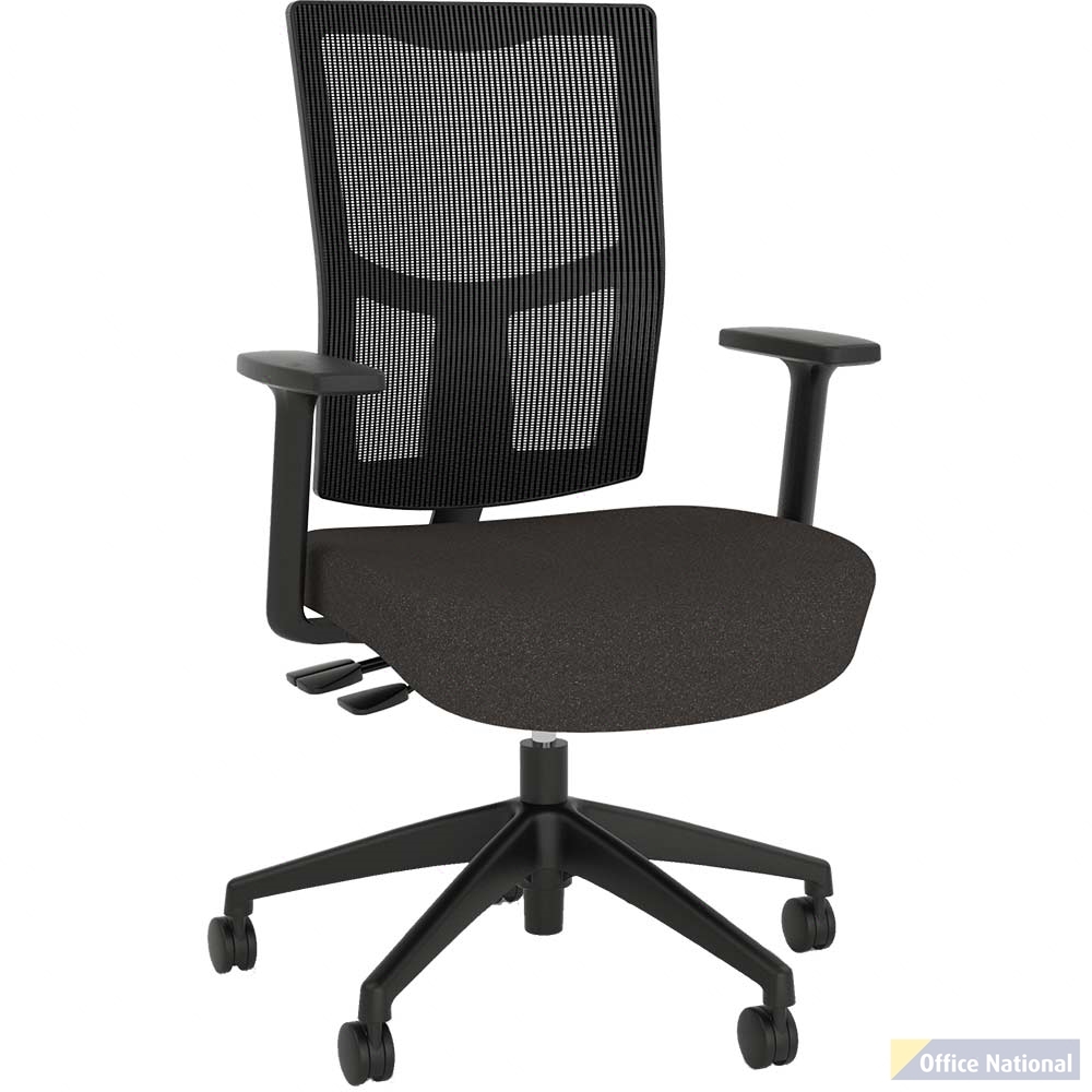 OLG URBAN TASK CHAIR NYLON BASE WITH ARMS MESH BACK AND MOTION FELT FABRIC SEAT CHARCOAL GREY