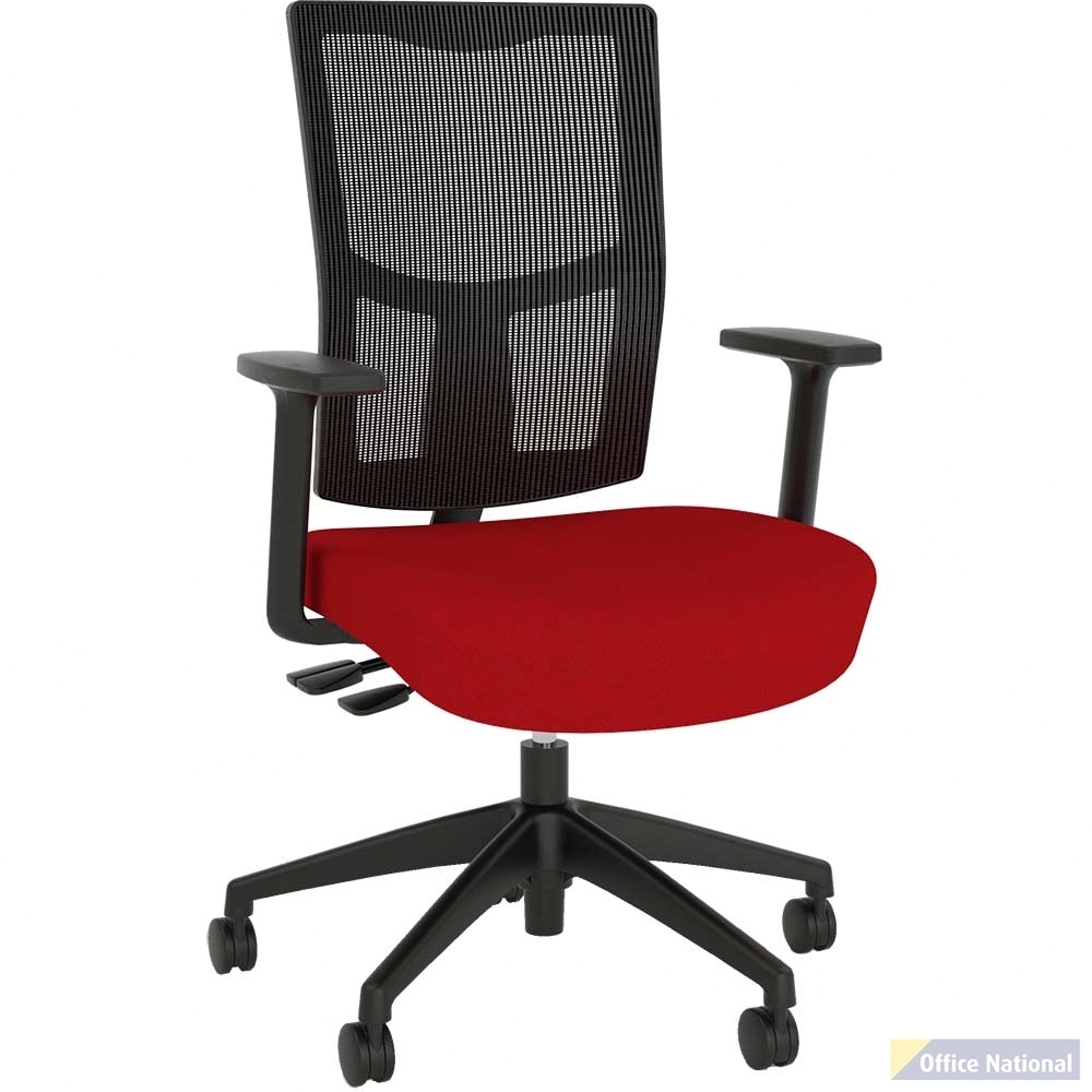 OLG URBAN TASK CHAIR NYLON BASE WITH ARMS MESH BACK AND MOTION FELT FABRIC SEAT CHILLI RED