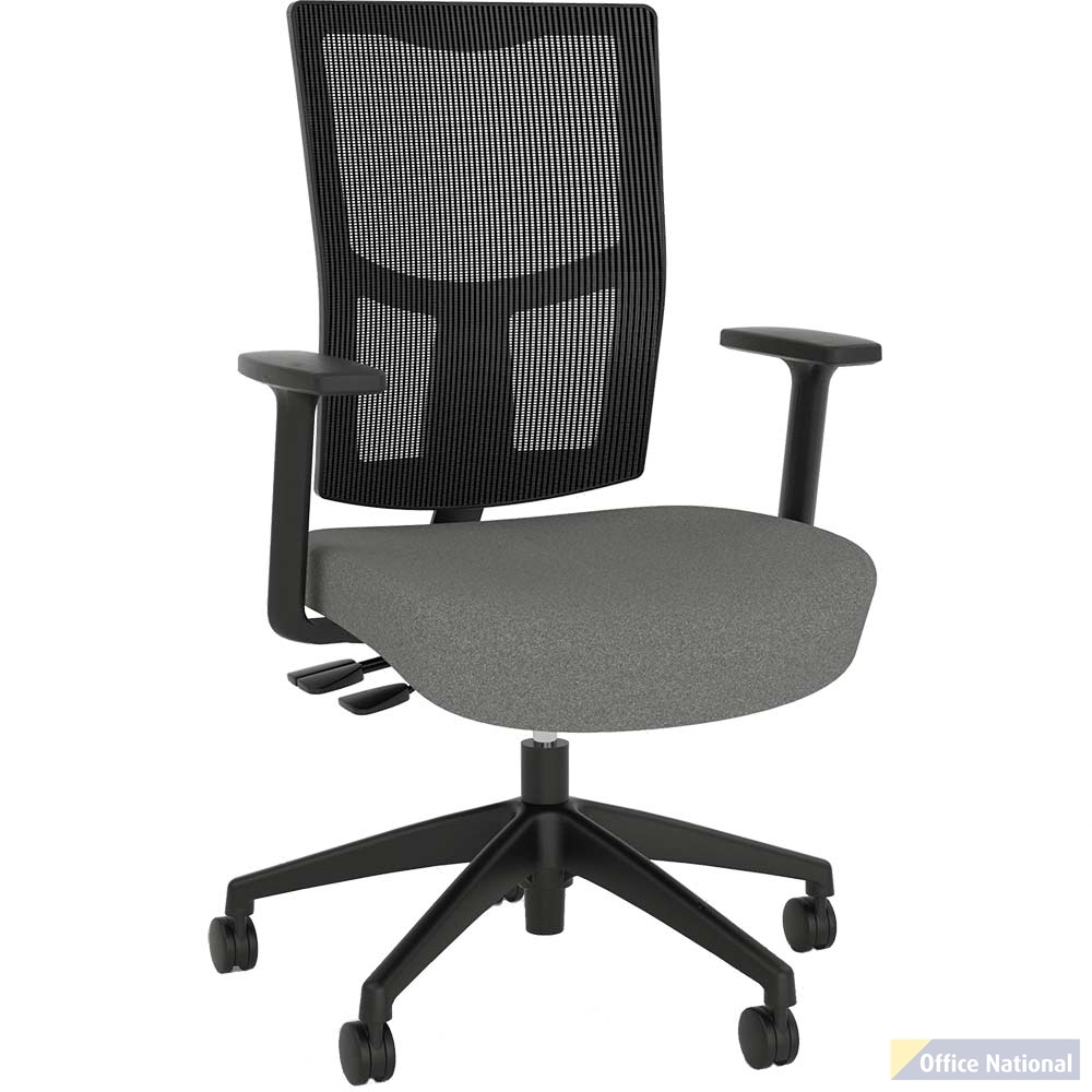 OLG URBAN TASK CHAIR NYLON BASE WITH ARMS MESH BACK AND MOTION FELT FABRIC SEAT STONE GREY
